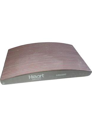 Пилка для ногтей heart brown 180/280 half полукруг, купол, упаковка 25шт.