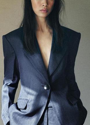 Блейзер 100%лен приталений у ялинку zara новий в упаковці з бірками
