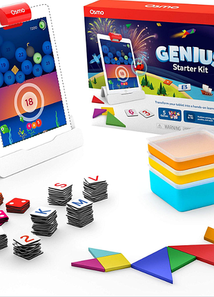 Osmo - стартовий набір genius для ipad - 5 розвиваючих ігор - вік 6-10 років - математика, правопис, творчість та багато іншого - іграшка stem (база o