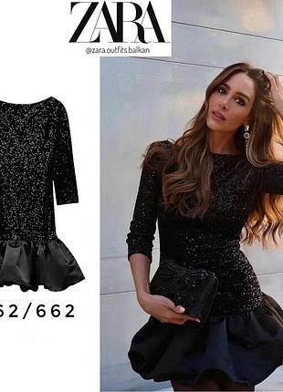 Коротка чорна сукня zara з пайєтками s