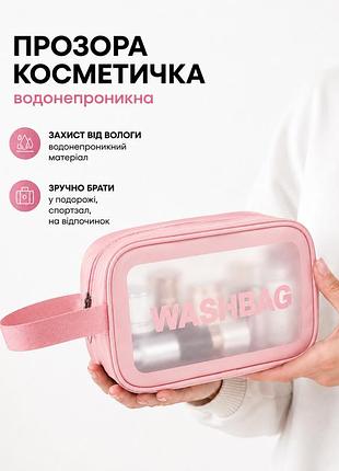 Прозрачная косметичка-органайзер водонепроницаемая для косметики, путешествий и хранения с ручкой.