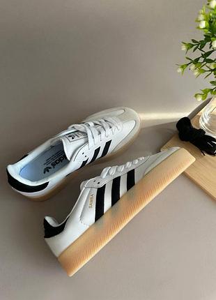 Стильные женские кроссовки adidas samba xlg white black