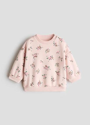6-9/9-12/18-24 месяцев h&amp;m новая фирменная кофта толстовка свитшот с принтом цветы девочке