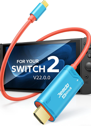 Док-станція jemdo switch 2, перехідник hdmi, type-c 2 м, док-станція не потрібна, 4k60hz, pd100w, вихід для телевізора, сумісний з switch/oled