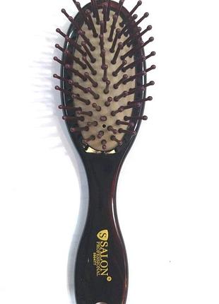 Массажная щетка salon professional 6904tt пластиковая с нейлоновой щетиной, овальная малая