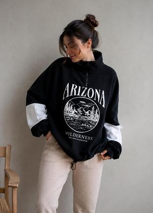 Худи на флисе oversize primark s черный