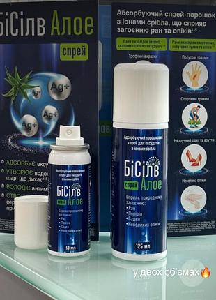 Абсорбирующий спрей-порошок с ионами серебра для заживления ран bisilv aloe (бисел алоэ)