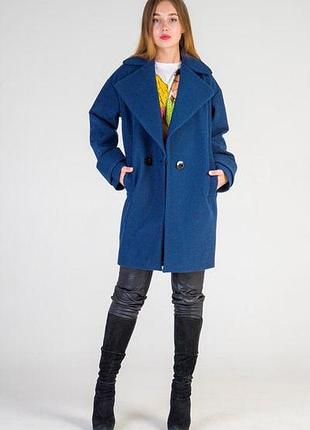 Пальто кашемировое оверсайз зеленое изумруд, 50