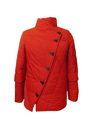 Куртка женская дэмисезонная косуха на кнопках большие размеры красный 52
