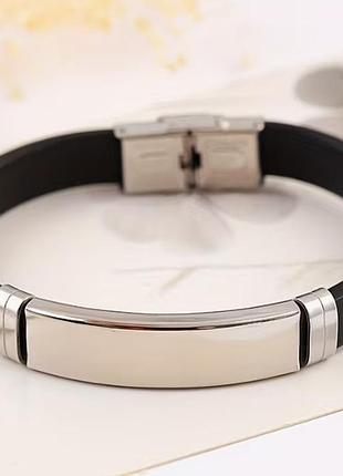 Силиконовый браслет с фурниторой из нержавеющей стали steel mark