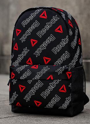 Рюкзак чорний, reebok з принтом, для школи, унісекс, об'єм 21 літр