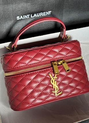Сумка женская yves saint laurent gaby vanity bag бордовая через плече ив сен-лоран