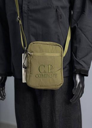 Крос-боді чоловічий c.p. company хакі, 20*15 см, нейлон