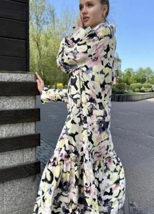 Красивое платье миди h&amp;m с длинными рукавами