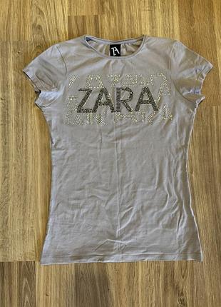 Футболка, р.s зі стразами сіра zara