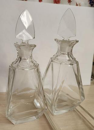 Вінтажний чеський набір із богемського скла (bohemia glass) для олії та оцету (або парфумів),
