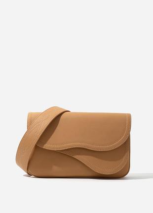 Kachorovska сумуа кросбоді saddle bag 2 з світло-бежевої шкіри /срібло