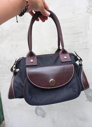 Сумка lancel front pocket black из темно-коричневого нейлона и кожи