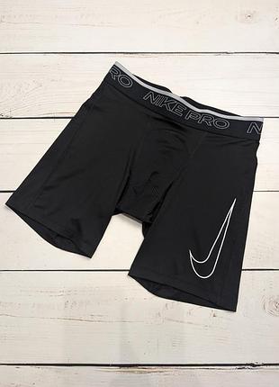 Мужские черные компрессионные шорты nike pro dri fit compression shorts оригинал тренировочные трусы шорты найк про драй фит