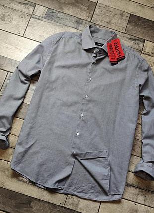 Мужская  классическая хлопковая рубашка hugo boss размер 43 (xl)
