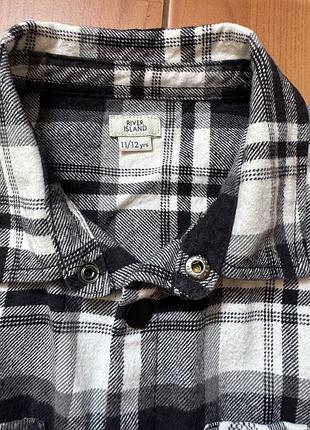 Сорочка для підлітків river island в клітинку чорно-біла байкова на кнопках
