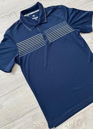 Темно-синя чоловіча футболка-поло adidas golf з білим смугастим принтом