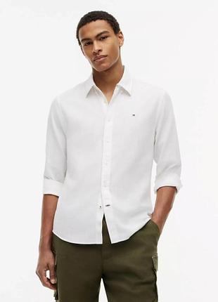Рубашка льняная tommy hilfiger 19784 optic white