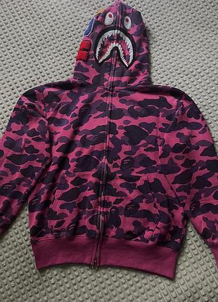 Фіолетовий худі bape aape by a bathing ape shark full zip hoodie unisex
