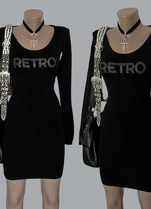 Чорна сукня з рукавами «retro» retro jeans ретро