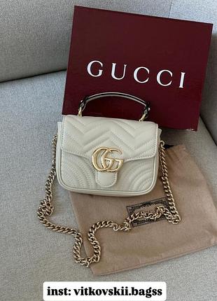 Сумочка marmont mini top handle bag in white😍