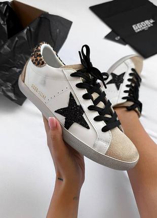 Golden goose super-star leopard/ black glitter star