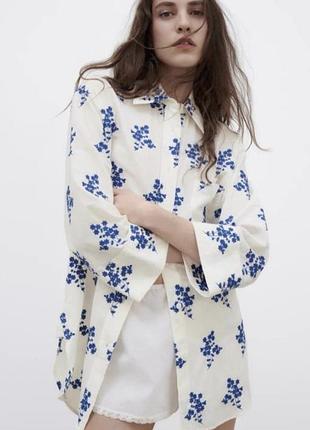 Красивая рубашка zara с вышивкой