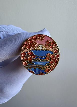 Пін значок металевий брошка японія — гора фудзі, червоний клен момідзі та японський пейзаж