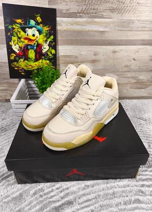 Жіночі зимові шкіряні кросівки nike air jordan 4 retro, повсякденні високі кросівки з хутром для дівчат 37