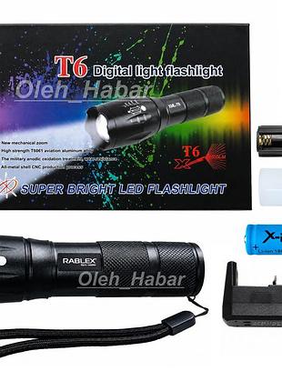 Ручной фонарь xml-t6 bl-1813a-t6 с zoom (1283)