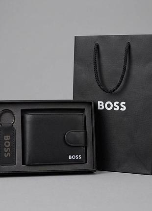 Чоловічий брендовий гаманець на кнопці boss (7704-2)