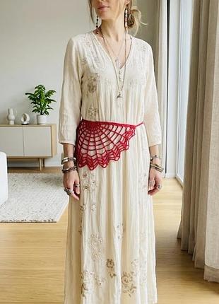 В’язана косинка, бандана, handmade, червона павутинка