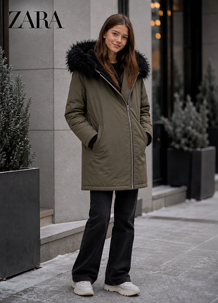 Zara куртка парка на хутрі р 164 см