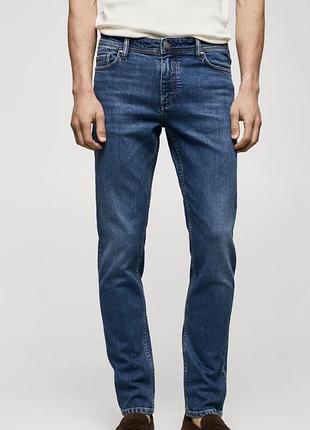 Чоловічі джинси mango man jan slim fit у класичному синьому відтінку деніму