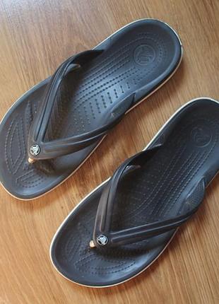Чорні унісекс шльопанці в'єтнамки моделі crocs crocband flip