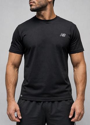 Чоловіча футболка new balance чорна спортивна бавовна трикотаж короткий рукав туреччина,не довга