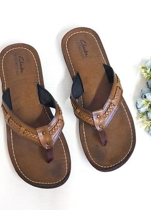 Шлепанцы вьетнамки городские коричневые clarks.