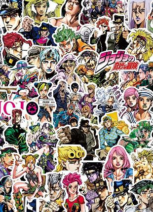 Набор наклеек jojo's bizarre adventure аниме наклейки невероятные приключения джоджо стикеры anime jojo джо джо jo jo manga джотаро куджо манга