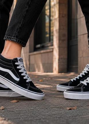 Vans черно-белые кеды черные кроссовки мокасины слипоны женские большие мужские размеры