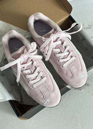 Кросівки рожеві замшеві puma speedcat og whisp of pink puma white 398846-03