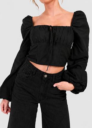 Корсетна блуза топ з широкими рукавами boohoo zara hm cos uniqlo