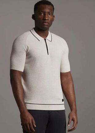 Поло, тенниска, батник lyle & scott mens texture knit polo shirt (bleached sand marl)
