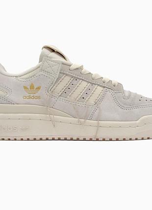 Кросівки чоловічі, кросівки жіночі, 1в1 люкс якість, шкіра, adidas forum 84 low premium beige, sky-adi-0316
