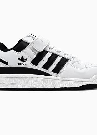 Кроссовки мужские, кроссовки женские, 1в1 люкс качество, кожа, adidas forum low white/black, sky-adi-0582