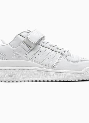 Кросівки чоловічі, кросівки жіночі, 1в1 люкс якість, шкіра, adidas forum low full white, sky-adi-0581